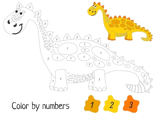 🦕 Детская раскраска по номерам 